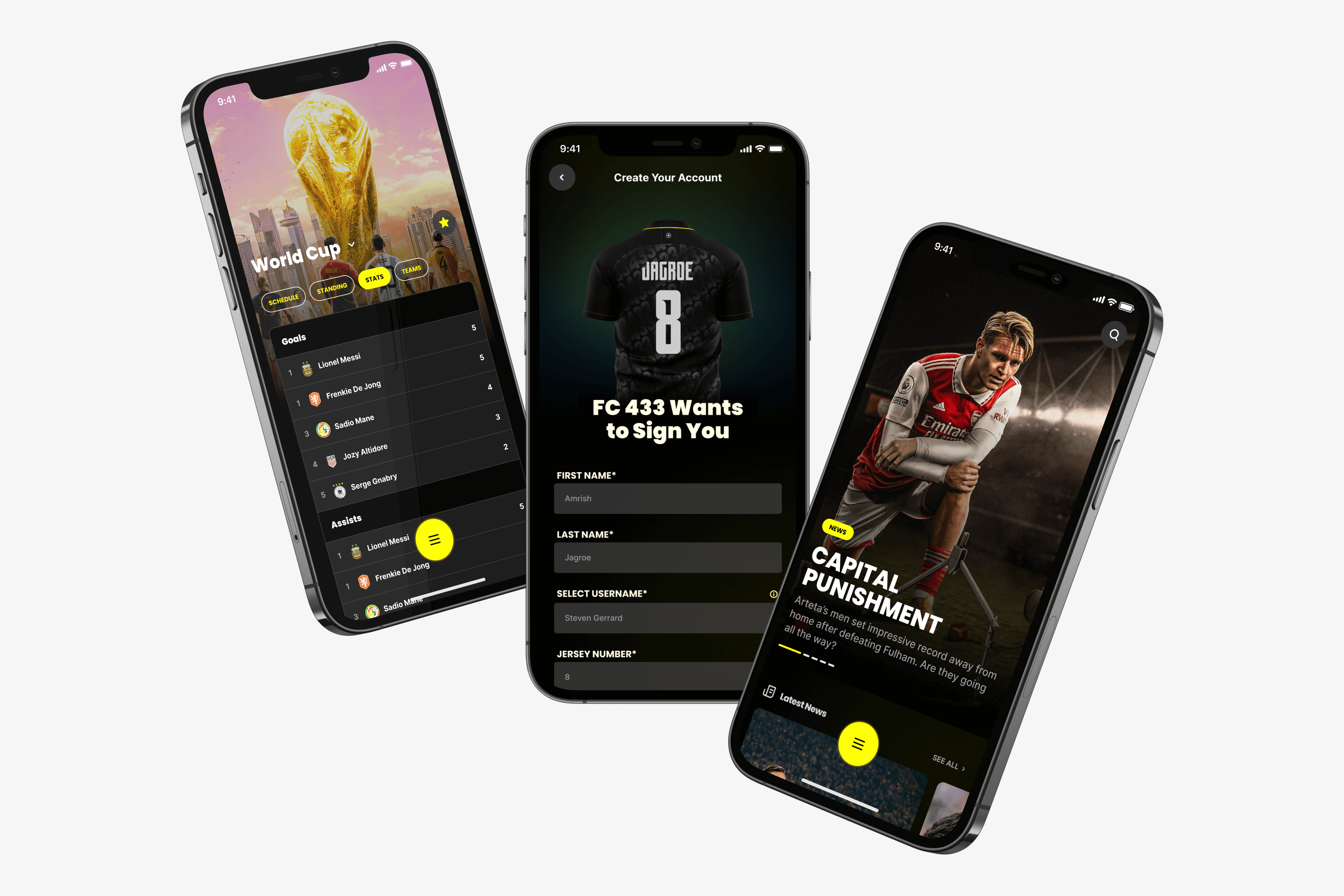 Example of 433 - Football App
