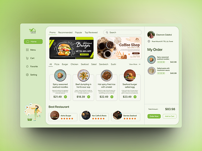 Daily UI Challenge - D14 - a Food Delivery App app caffee app daily ui challenge design design app desktop view food delivery food delivery app restaurant app tablet view ui ui design ui ux design uidesign