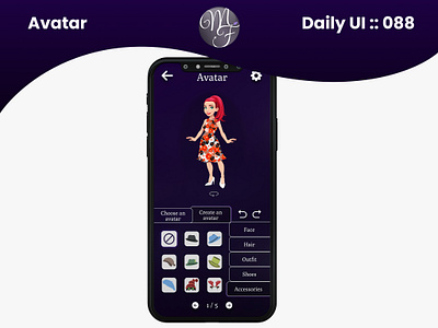 Avatar Daily UI 088 accessories app application avatar branding choose create daily ui design game graphic design illustration mobile outfit phone play stylism ui ux vector