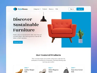 Furniture Landing Page cabinet design chair design custom furniture designer furniture diy furniture furniture furniture design graphic design home decor industrial design interior design loveseat luxury furniture modern furniture sofa sofa design ui ui design vintage furniture wood working