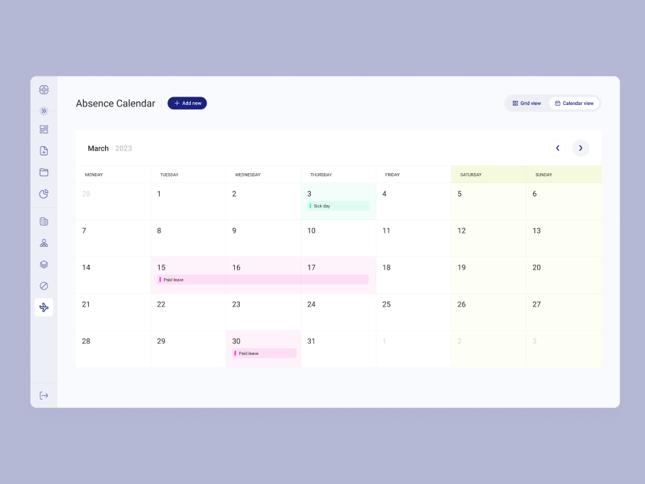 Absence Calendar by Misho Butikashvili on Dribbble