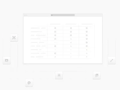 Minimalistic Comparison Table comparison grey icons minimal table ui