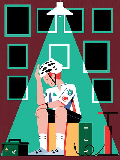Cycling Weekly - Male Loneliness colour cycling design editorial illustration illustration mental health print wellness