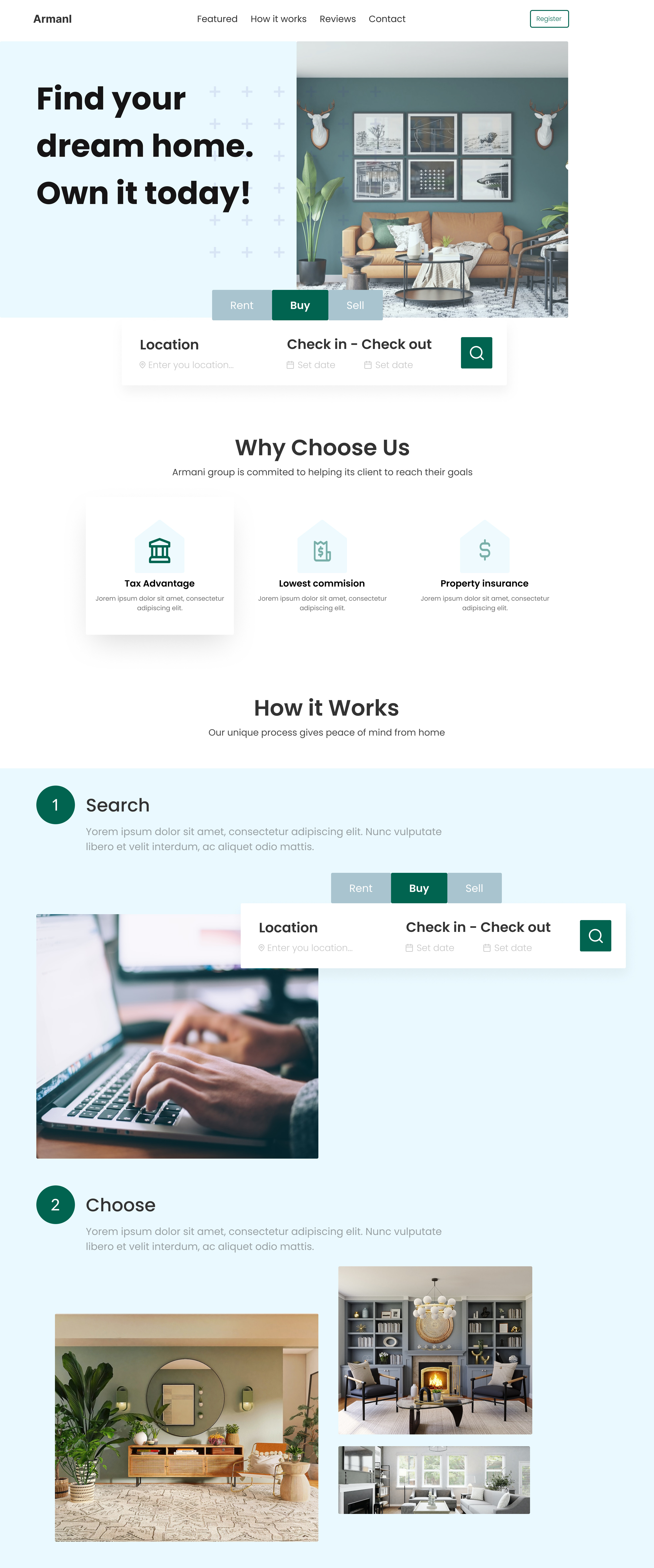 landing page design branding graphic design home landing page real estate ui ux
