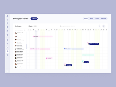 Employee Calendar calendar dashboard employee management figma ui uiux