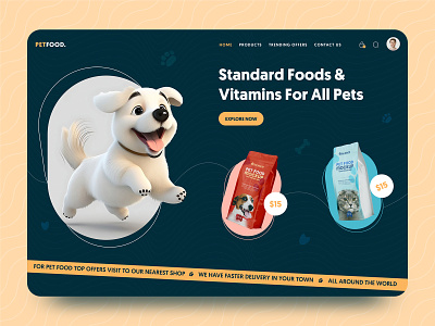 HungryPaws - Pet Food Store food website front page landing page online pet food pet care pet food ad design pet food ads pet food brand pet food station pet food store pet food website pet website ui uidesign uiux web design website design