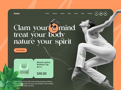 Yoga Header design exercise graphic design header hero header landing page minimal ui ux web yoga yoga header