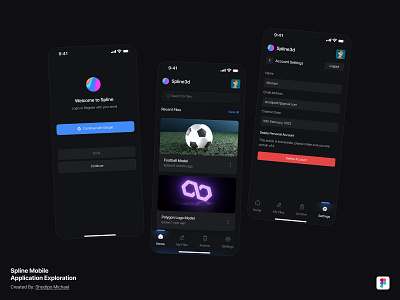 Spline Mobile Application Exploration 🔥 3d 3d design animation branding clean concept creative design figma graphic design idea job logo motion graphics prototype spline ui ui design uiux ux design