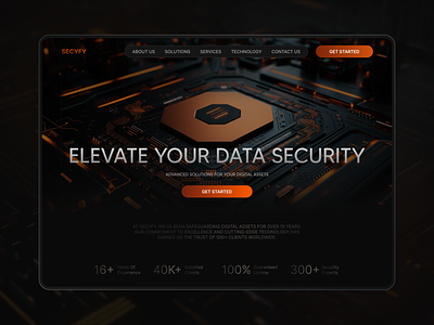 SecYFy: Data Security Solution Website ai cybersecurity cybersecuritydesign datasecuritydesign digitalsecurity modern website orange and black saas security security data