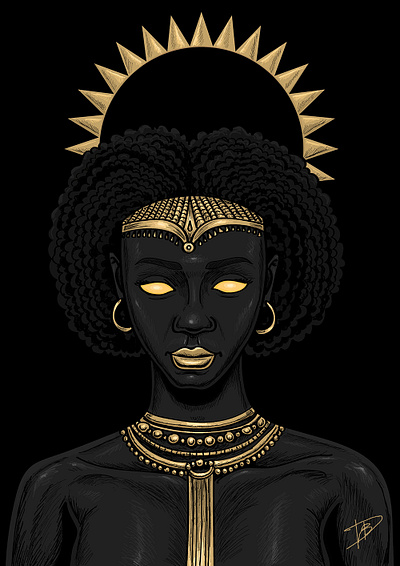Goddess of Sun 2d art african afro black woman character deity digital art drawing fantasy graphic illustration woman
