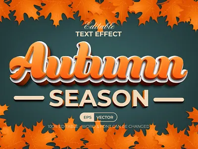 3D Text Effect Autumn Season Style 3d background editable effect font leaf lettering maple modern orange style text type typeface typography