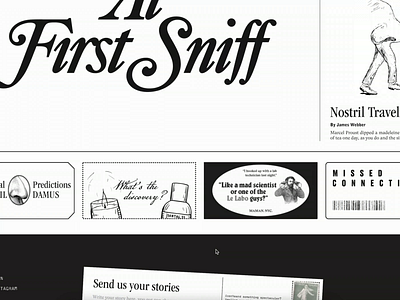 Send a Letter animation black and white editorial footer form input field interaction le labo letter newspaper send storry ui element website