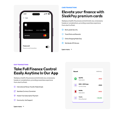 Features Section Concept design financialwebsite fintech landingpage ui