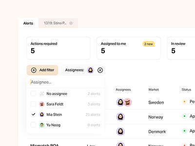 Table with filters activated button cards checkbox components dashboard desktop fields filter icons input list listing menu overview profile search table tables tabs ui