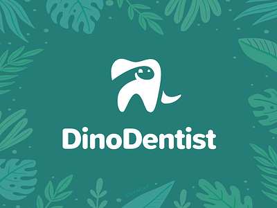 Dino Dentist Logo animal branding dental dentist dino dinosaur fun happy identity illustration jungle kids logo mascot orthodontist pediatric prehistoric smile teeth tooth