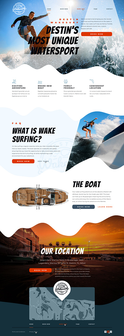 Destin Wakesurf adventure boat design destin figma photoshop site sport wakesurf water watersport web