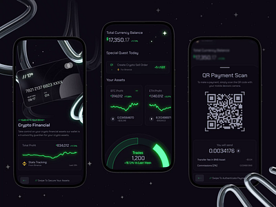 Crypto Finance Wallet ✨ agency android animation app app screen components crypto darkmode design finance glow interface ios ios design minimal mobile motion trade ui ux