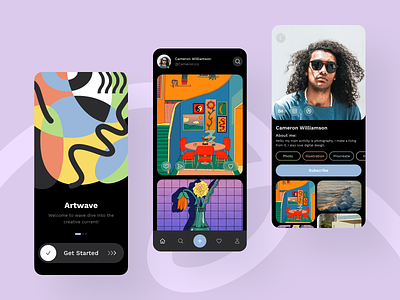 ArtWave Mobile App app app design interface mobile mobile app design mobile ui onboarding social media ui