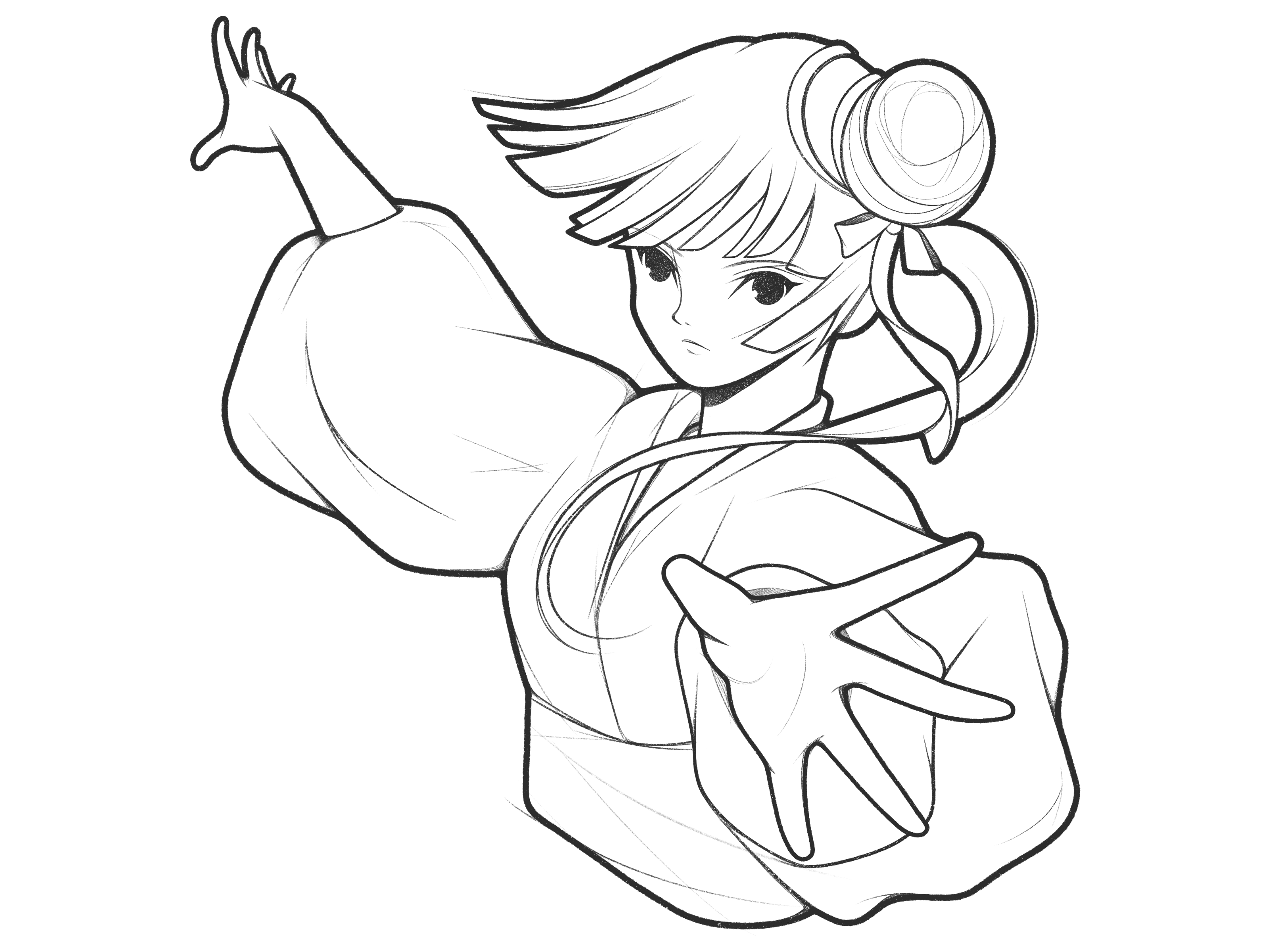 miyu black and white cartoon character character design comic details drawing fanart girl illustration kimono line manga minimal monochrome pencil procreate simple vampire yukata