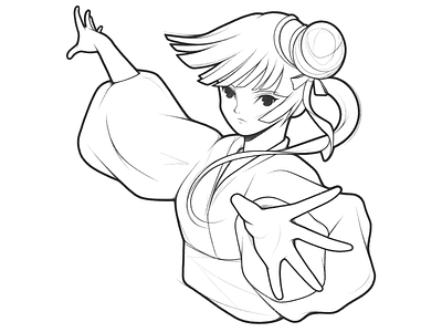 miyu black and white cartoon character character design comic details drawing fanart girl illustration kimono line manga minimal monochrome pencil procreate simple vampire yukata