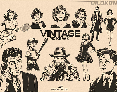 Vintage People Vector Pack sport