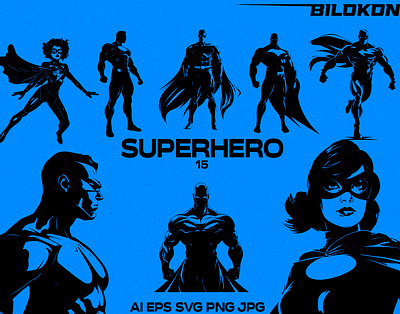 SuperHero Silhouette Vector Pack design