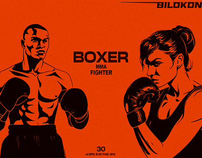 Boxer MMA Fighter Vector Pack people