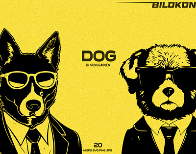 Dog in suglasses and business suit doberman