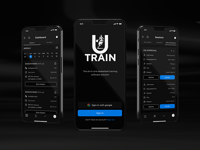 Basketball training mobile app with a map, calendar and profiles app basketball bookings calendar design google sign in mobile payment profiles sports ui user accounts ux