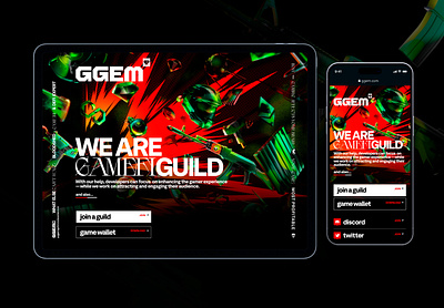 GGEM Gamefi Guild blockchain crypto digital design gamefi landing page nft p2e web design website
