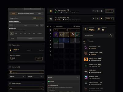Multiverse Fighters - random components blockchain branding crypto dark design game gamedev ui ux
