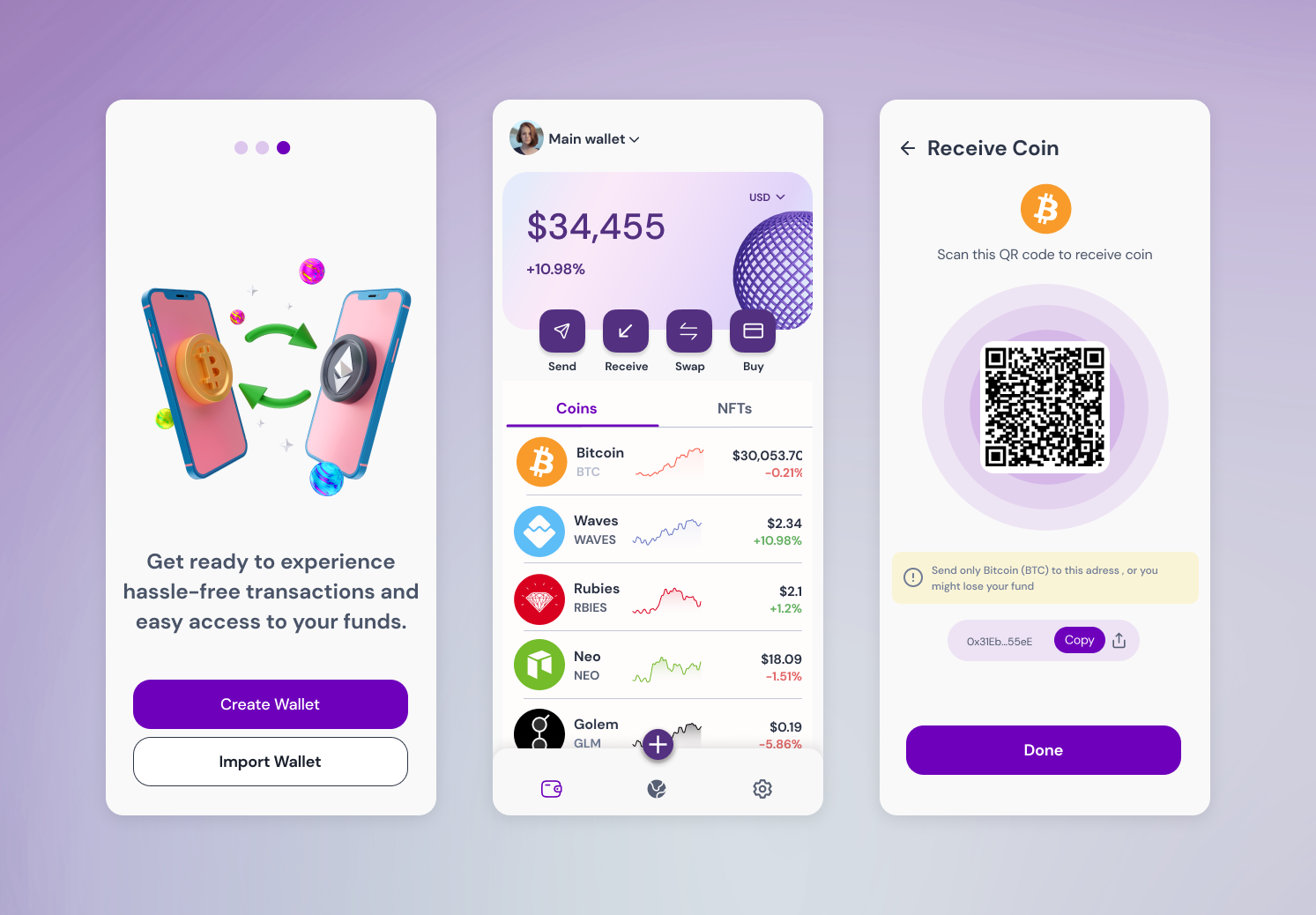 Crypto Wallet App app cr design illustration ui ux