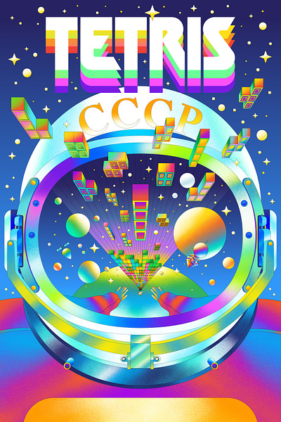 Tetris affinity designer art direction graphic graphic design illustration ilustrator personal work poster psychedelic sci fi space tetris texture vector video game