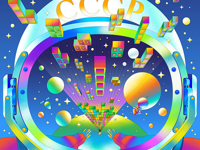 Tetris affinity designer art direction graphic graphic design illustration ilustrator personal work poster psychedelic sci fi space tetris texture vector video game