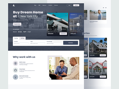 Real Estate Landing Page branding clean company landing page minimal modern product design real estate sales page ui designer ux design web design woocommerce wordpress wordpress landing page