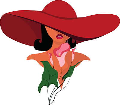 beautiful girl in a hat with a flower beauty branding design fashion flover girl illustration logo vector