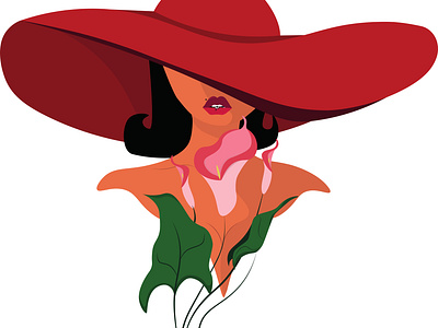 beautiful girl in a hat with a flower beauty branding design fashion flover girl illustration logo vector