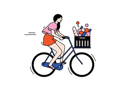Summer plans amsterdam bike bike crate bread bycicle citybike crate cycling fiets illustration netherlands rushing snacks summer wine woman