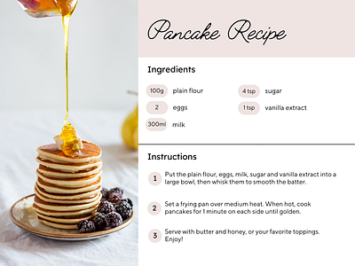 Daily UI 040 – Recipe dailyui dailyui040 dailyuichallenge design graphic design recipe ui