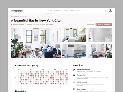 Peekslight - Airbnb similar product airbnb apartment hotel rent ui ux