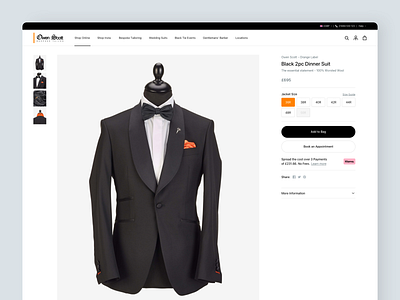 OwenScott | E-commerce Website - Product Page bespoke tailor black tie buy page clean e commerce fashion huddersfield id30 mobile modern online shopping orange owen scott responsive retail shopify ui ux website