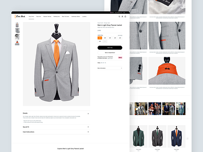 OwenScott | E-commerce Website - Product page bespoke tailor clean e commerce fashion huddersfield id30 modern online shopping orange owen scott product page responsive retail shopify sport suit ui ux website