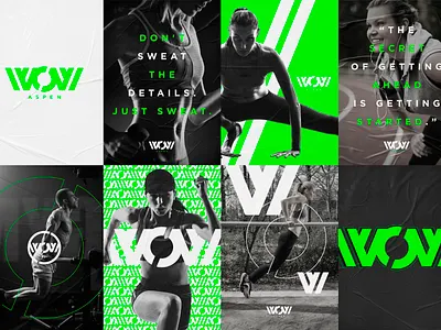 Wow Aspen [Logo_Design + Branding + Advertising] advertising campaign art direction brand identity branding charte graphique corporate identity fitness glued posters identité visuelle logo logo design logotype poster sport sport advertising sport design