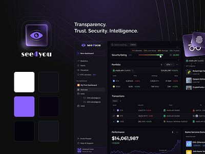 See4you - the best solution to secure your Web З business analytics anonym blockchain crypto dark dashboard incognito intelligence nft portfolio security ui ux violet