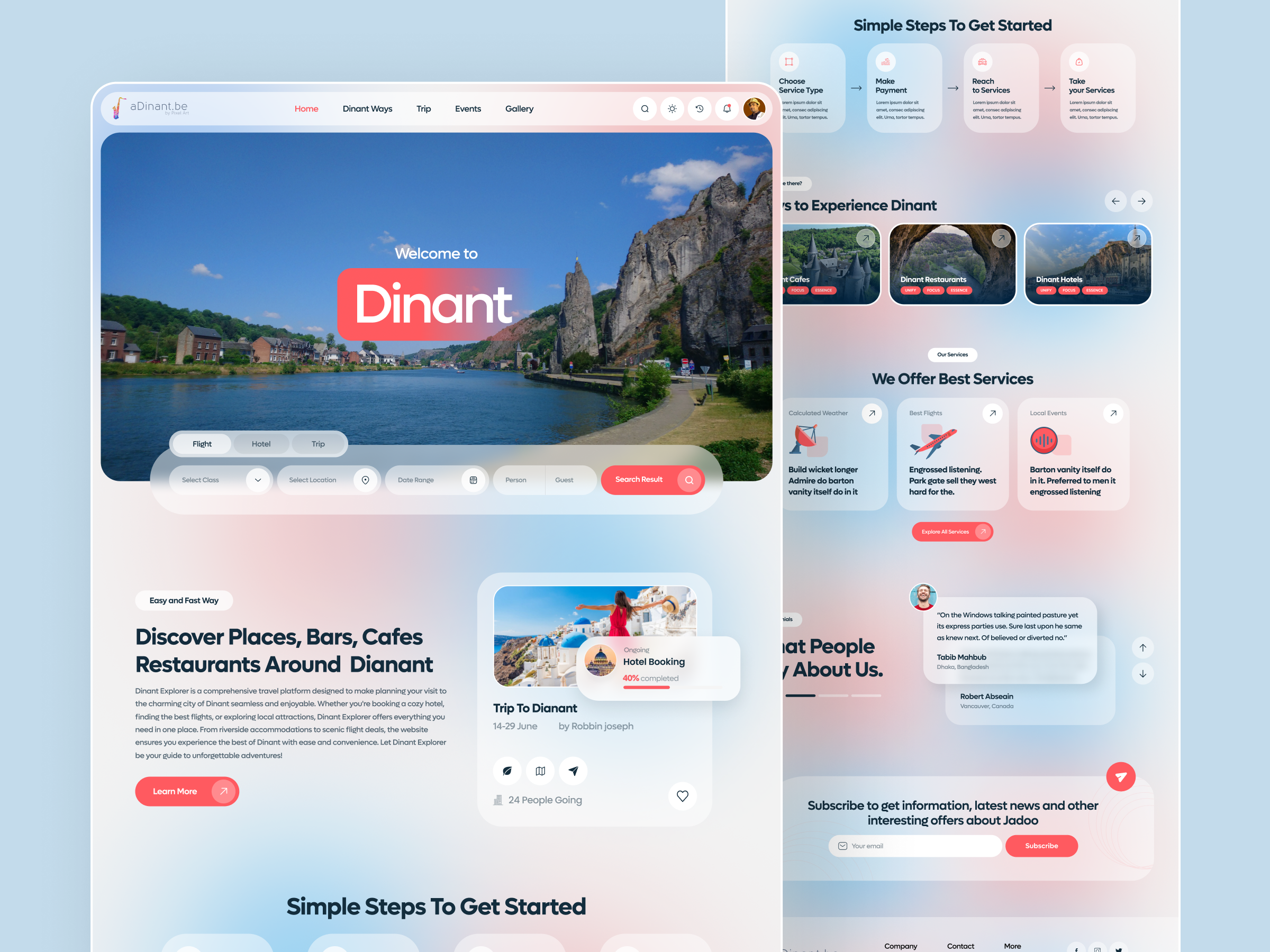 aDinant - Tour Plans & Places branding custom website design figma figma design figma layout figma prototype figma template figma website product product design ui web design website concept website design website template