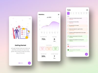 To-Do List App app boardingscreen boardingscreens calendar check design numbers statistics task taskapp tasks todo todolist todolistapp ui uidesign uiux ux website