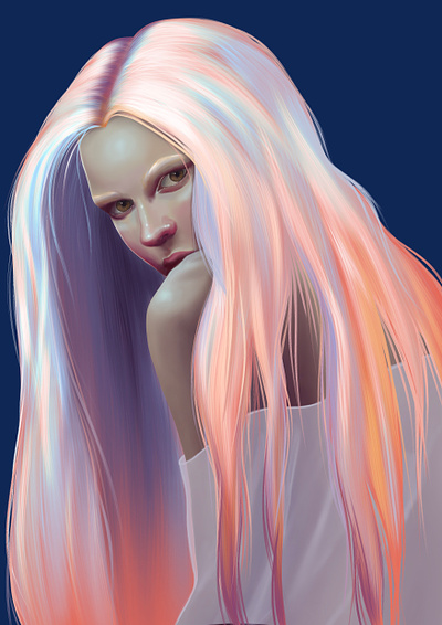 Rainbow Hair digital art digitldrawing graphic design portrait procreate