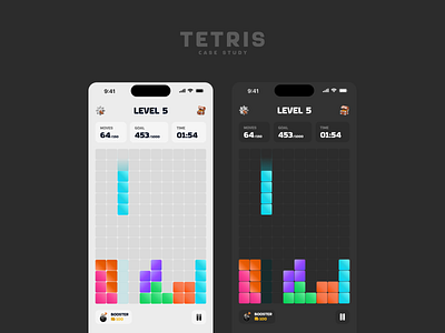 Tetris Game App app design game icon illustration level minimal mobile project shot tetris ui ux