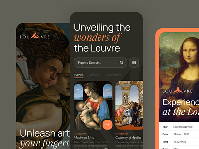 Concept for Museum: Louvre Ticket App art gallery graphic design louvre mobile mona liza museum ticket ui