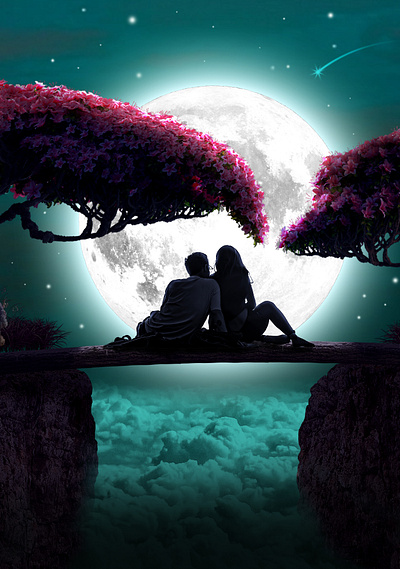 Manipulation couple graphic design love manipulation moon photoshop